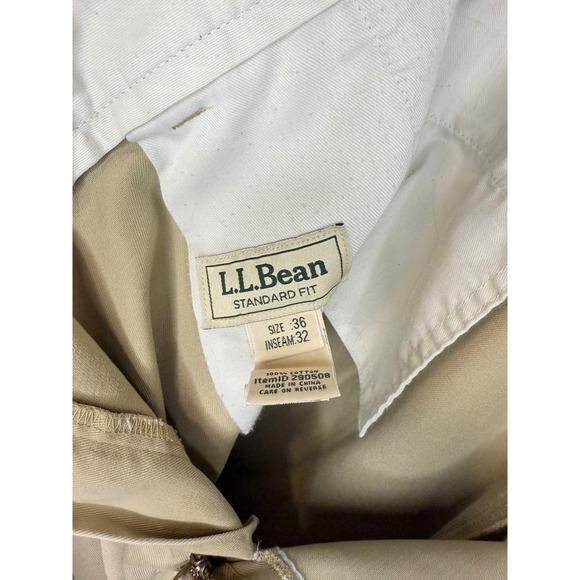 L.L. Bean Standard Fit Chino Pants Mens Size 36x32 Beige Cotton Casual - Picture 3 of 3